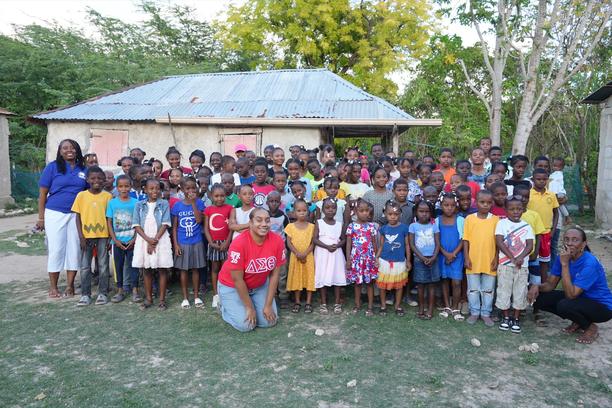 Children gathered together in Haiti, supported by the Jacotin Foundation